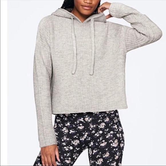 Victoria’s Secret PINK Bf Ribbed Pullover Sweater Gray Large NEW - Picture 1 of 2